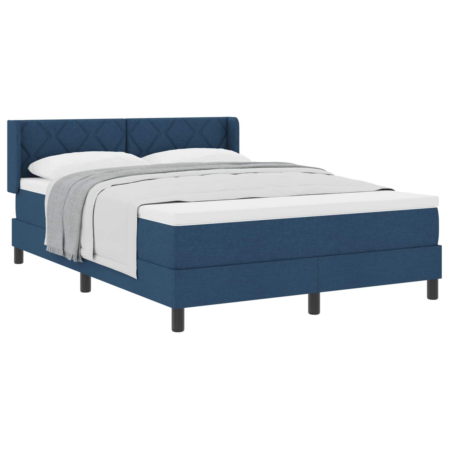 Letto a molle con testiera Blu 190 x 140 cm Tessuto