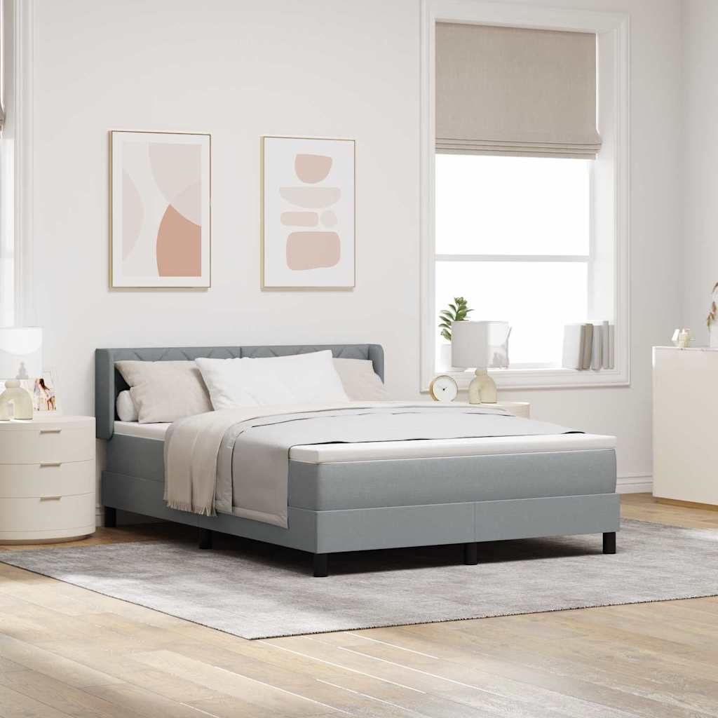 Letto a molle con testiera Grigio chiaro 200 x 140 cm Tessuto | homemem39