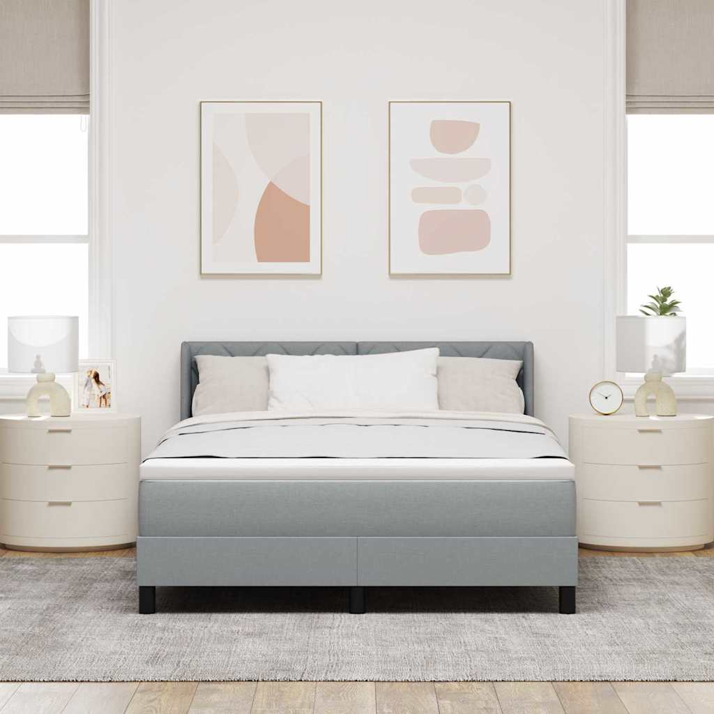 Letto a molle con testiera Grigio chiaro 200 x 140 cm Tessuto | homemem39
