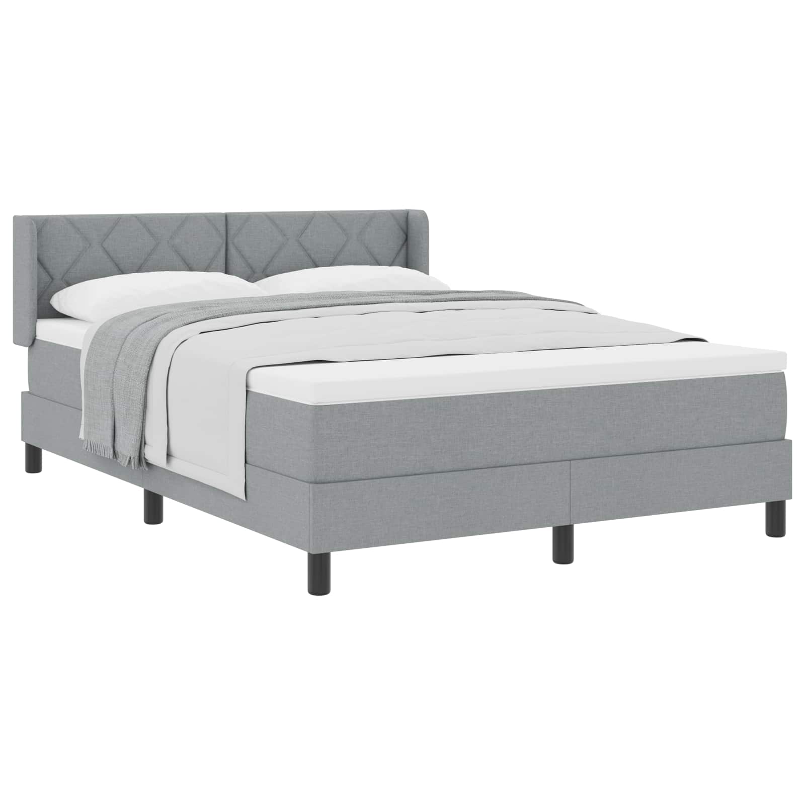 Letto a molle con testiera Grigio chiaro 200 x 140 cm Tessuto | homemem39