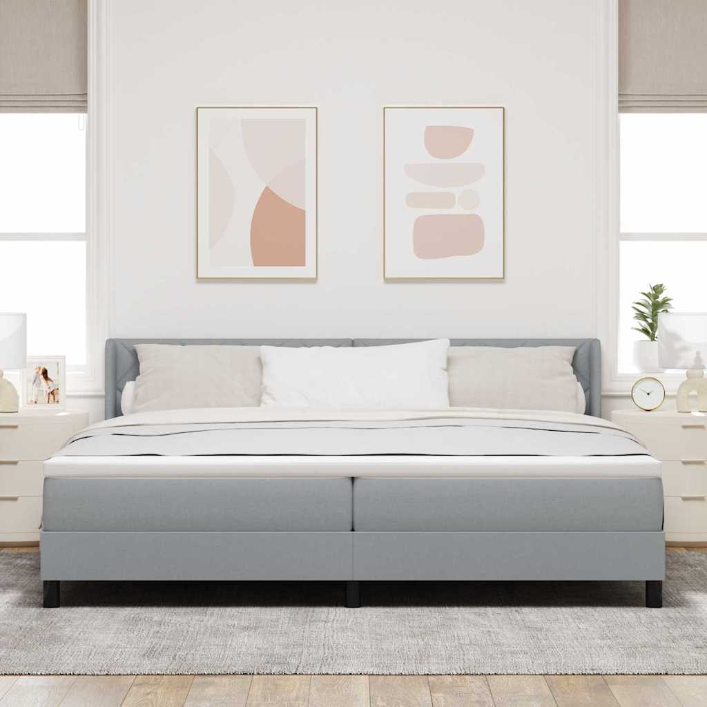 Letto a molle con testiera Grigio chiaro 200 x 200 cm Tessuto | homemem39