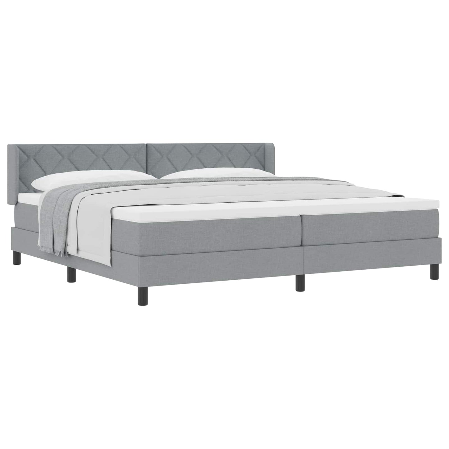 Letto a molle con testiera Grigio chiaro 200 x 200 cm Tessuto | homemem39