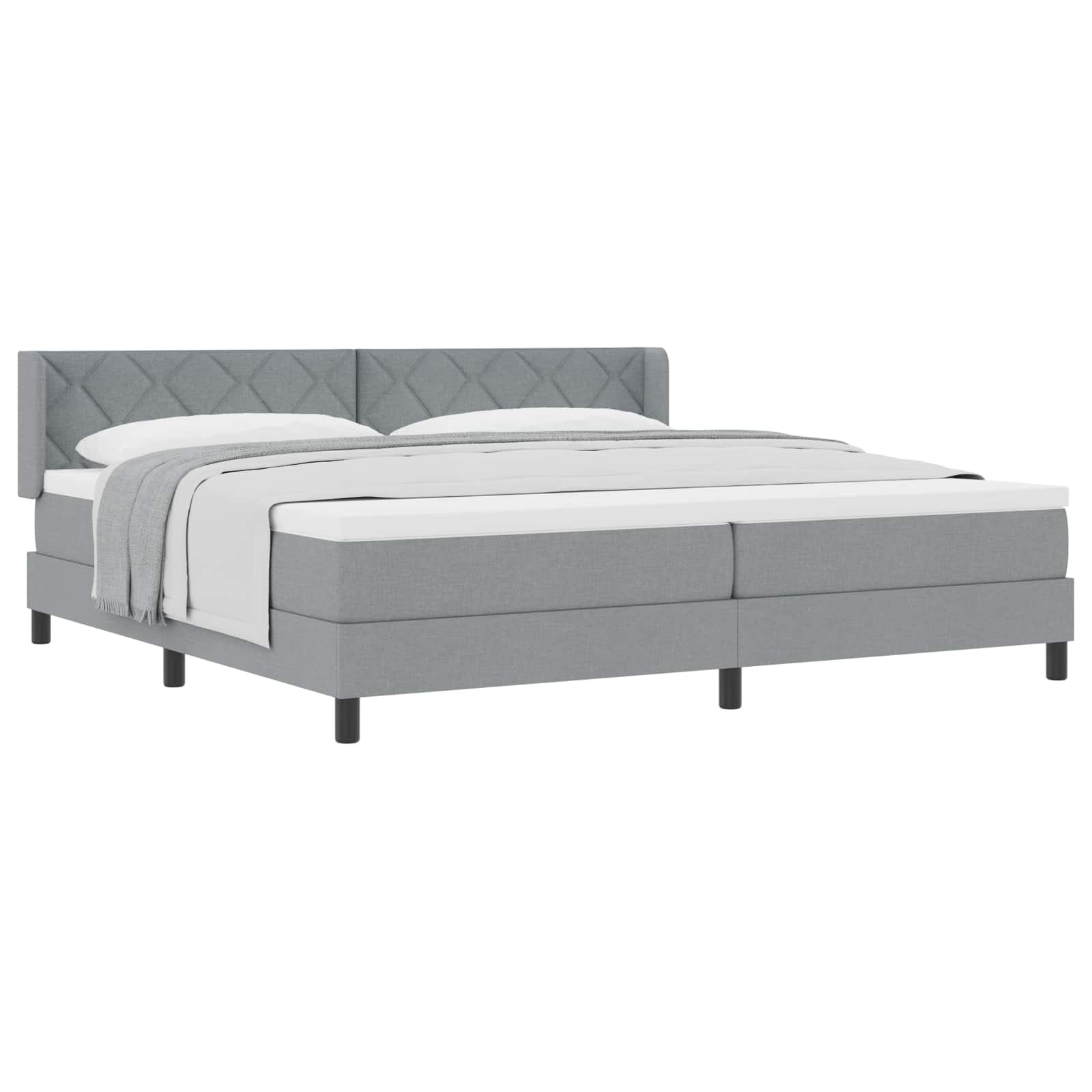 Letto a molle con testiera Grigio chiaro 200 x 200 cm Tessuto | homemem39