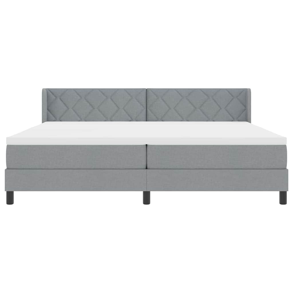 Letto a molle con testiera Grigio chiaro 200 x 200 cm Tessuto | homemem39