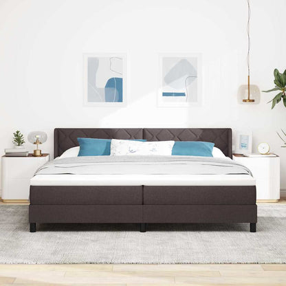 Letto a molle con testiera Marrone Scuro 200 x 200 cm Tessuto | homemem39