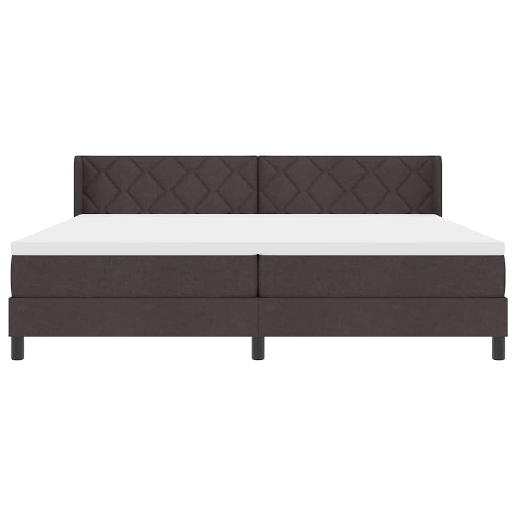 Letto a molle con testiera Marrone Scuro 200 x 200 cm Tessuto | homemem39