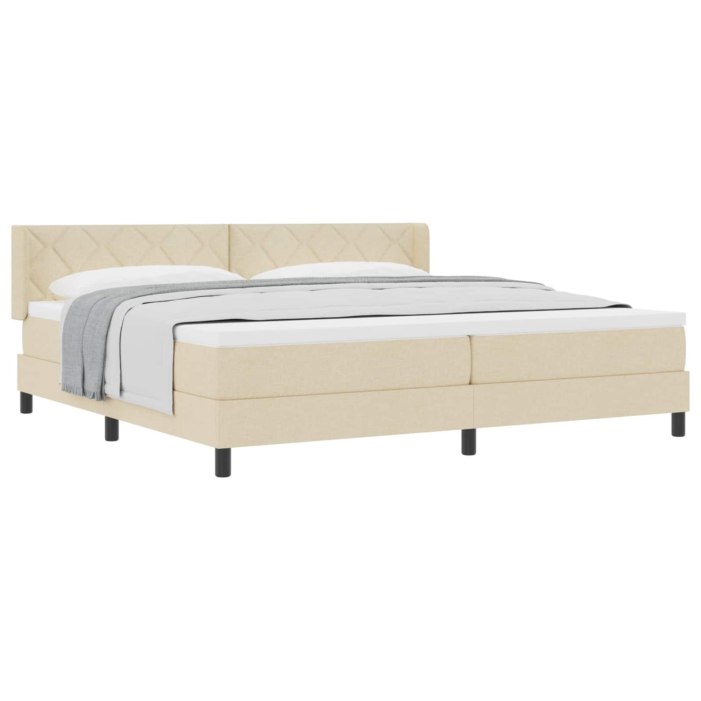 Letto a molle con materasso Crema 200 x 200 cm Poliestere
