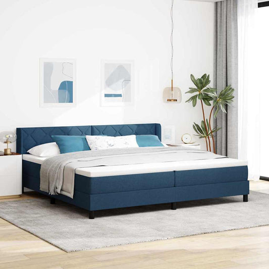 Letto a molle con testiera Blu 200 x 200 cm Tessuto | homemem39
