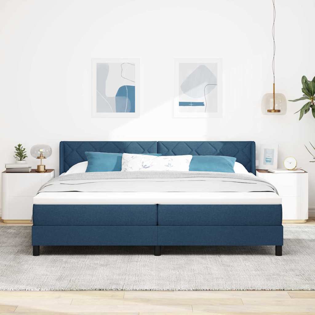Letto a molle con testiera Blu 200 x 200 cm Tessuto | homemem39