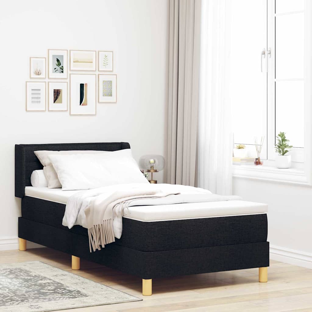 Letto a molle con materasso Nero 200 x 80 cm Tessuto