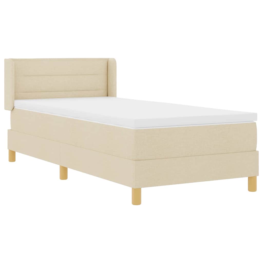 Letto a molle con materasso Crema 190 x 90 cm Tessuto | homemem39
