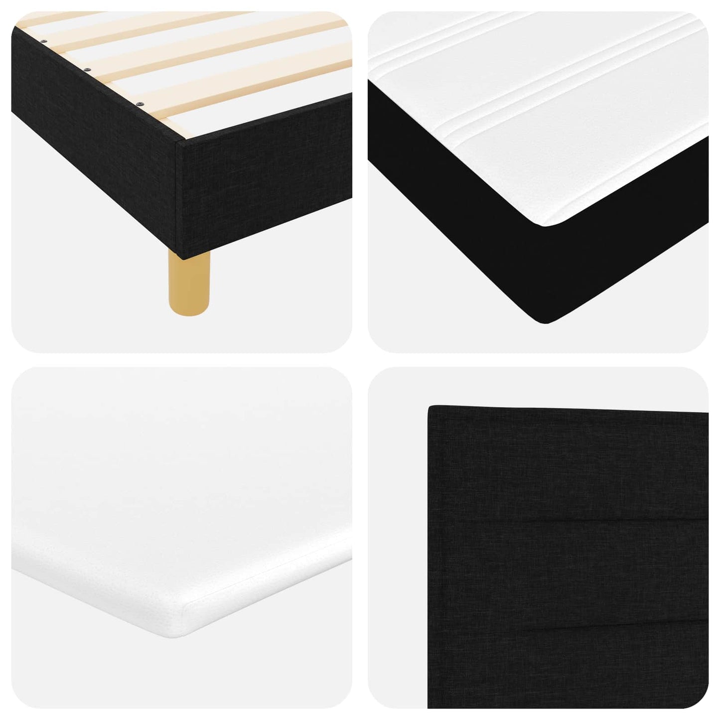 Letto a molle con materasso Nero 200 x 160 cm Tessuto | homemem39