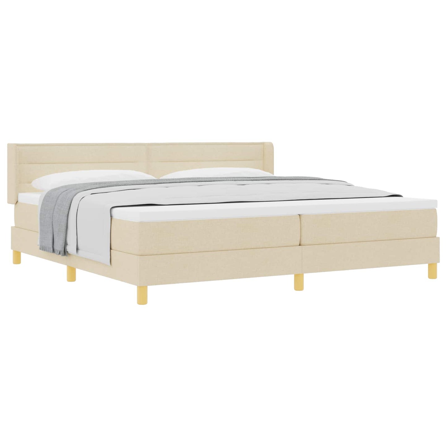 Letto a molle con materasso Crema 200 x 200 cm Tessuto