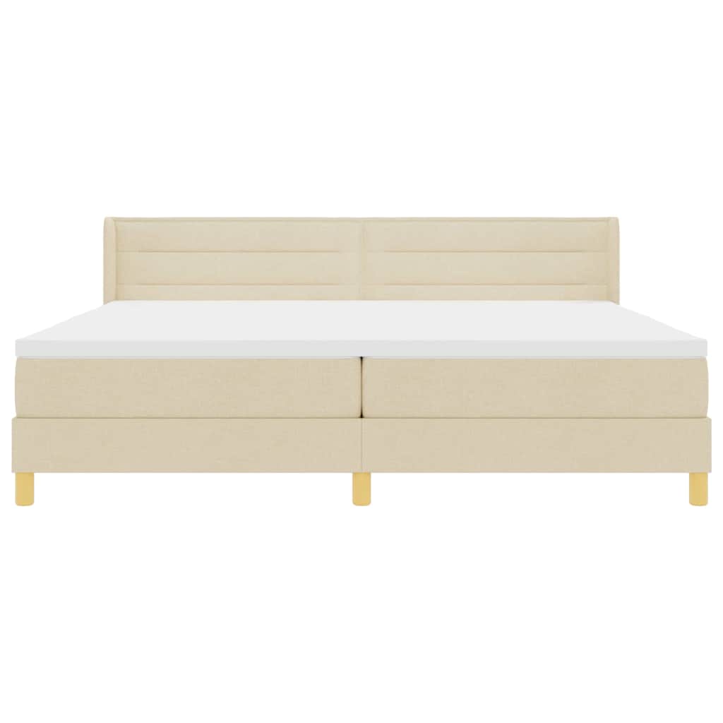 Letto a molle con materasso Crema 200 x 200 cm Tessuto | homemem39