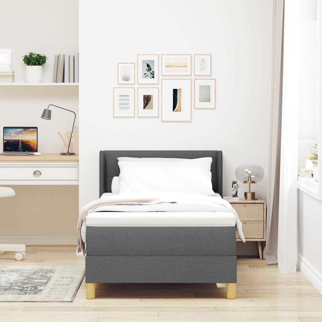 Letto a molle con materasso Grigio scuro 200 x 80 cm Tessuto | homemem39