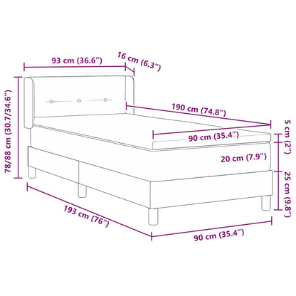 Letto a molle con materasso Grigio chiaro 190 x 90 cm Tessuto | homemem39