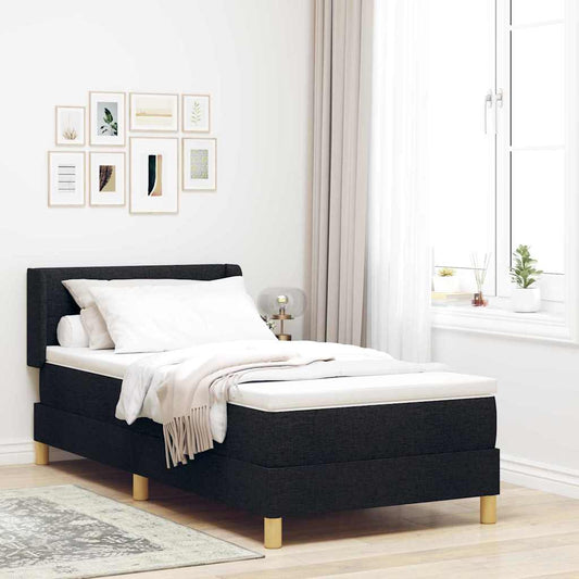 Letto a molle con testiera Nero 190 x 90 cm Tessuto | homemem39