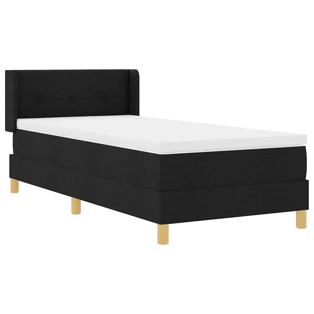 Letto a molle con materasso Nero 190 x 90 cm Poliestere