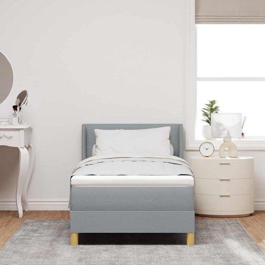 Letto a molle con testiera Grigio chiaro 200 x 90 cm Tessuto | homemem39
