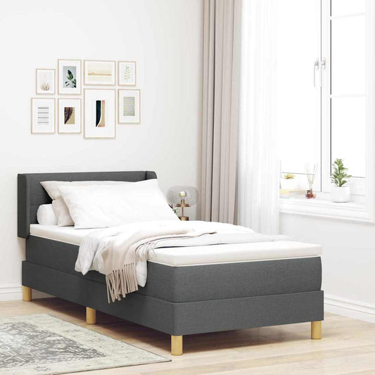 Letto a molle con materasso Grigio scuro 200 x 90 cm Poliestere