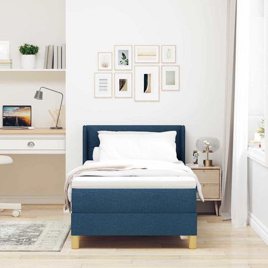 Letto a molle con testiera Blu 200 x 90 cm Tessuto | homemem39
