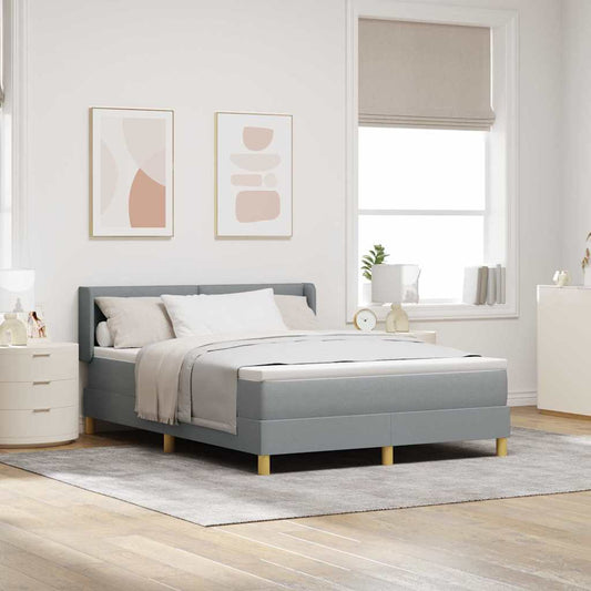 Letto a molle con testiera Grigio chiaro 190 x 140 cm Tessuto