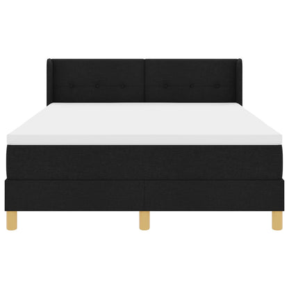 Letto a molle con testiera Nero 190 x 140 cm Tessuto
