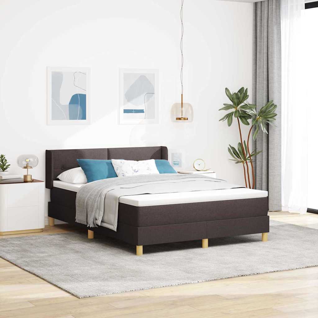 Letto a molle con testiera Marrone Scuro 190 x 140 cm Tessuto | homemem39
