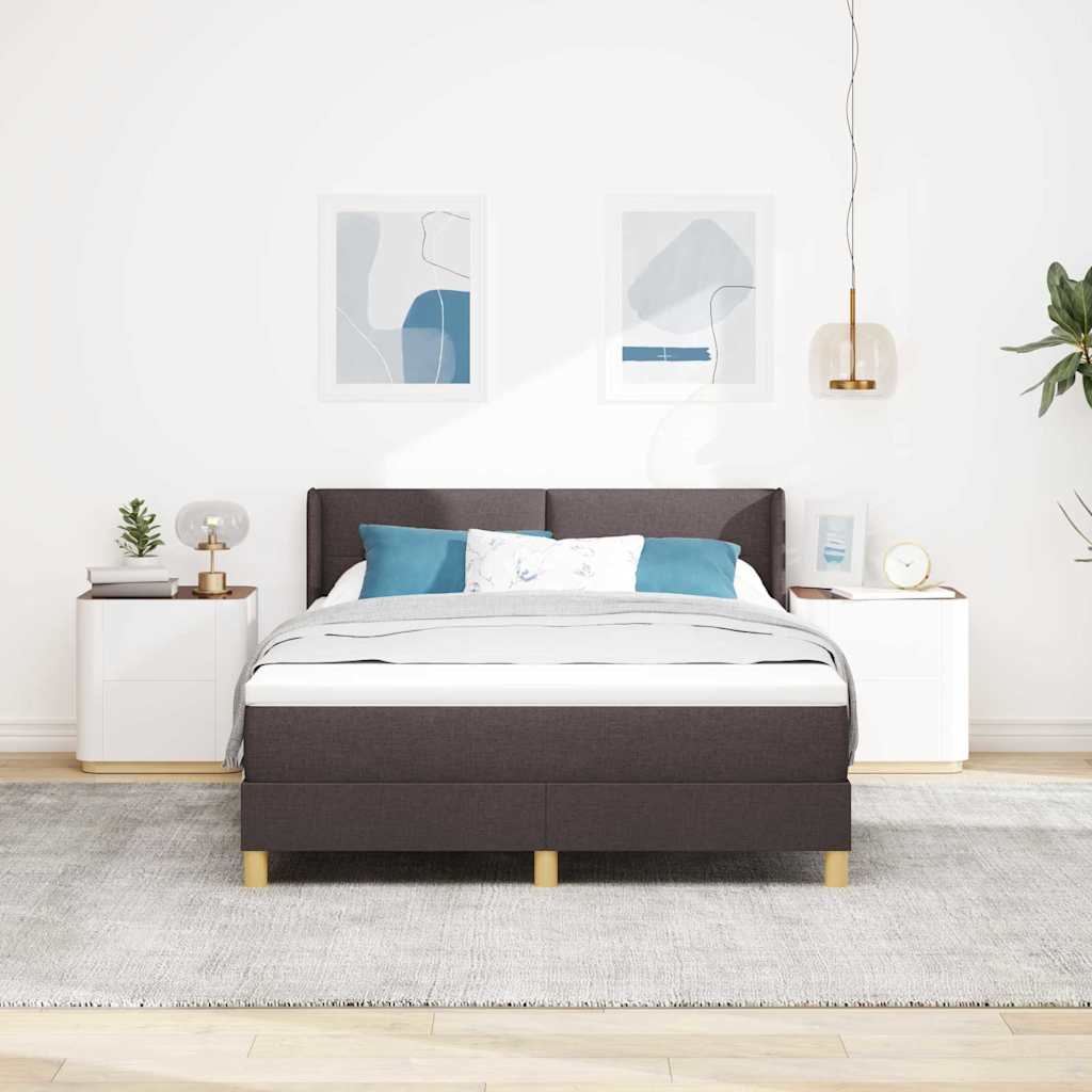 Letto a molle con testiera Marrone Scuro 190 x 140 cm Tessuto | homemem39