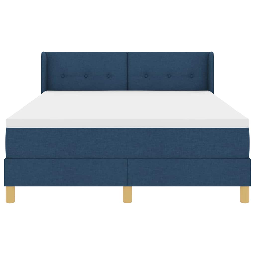 Letto a molle con testiera Blu 190 x 140 cm Tessuto | homemem39