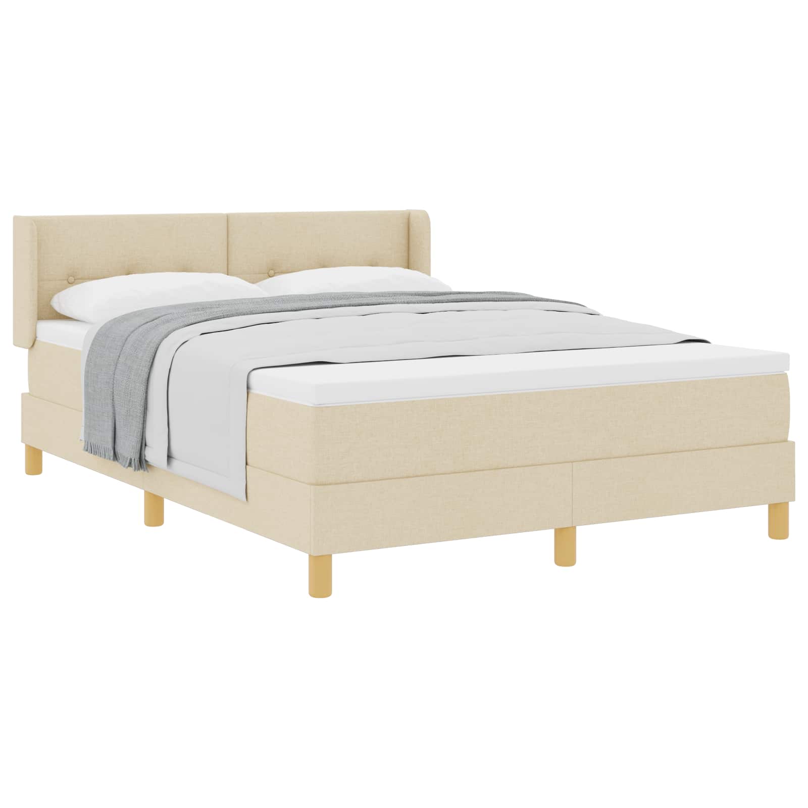Letto a molle con testiera Crema 200 x 160 cm Tessuto | homemem39
