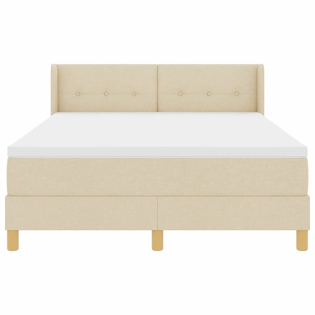 Letto a molle con testiera Crema 200 x 160 cm Tessuto | homemem39