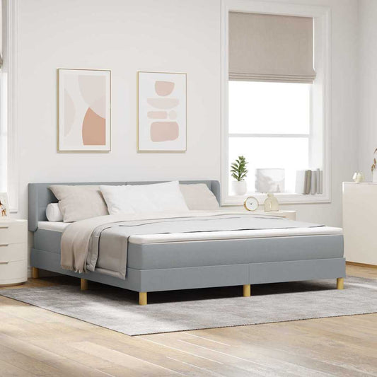 Letto a molle con testiera Grigio chiaro 200 x 180 cm Tessuto | homemem39
