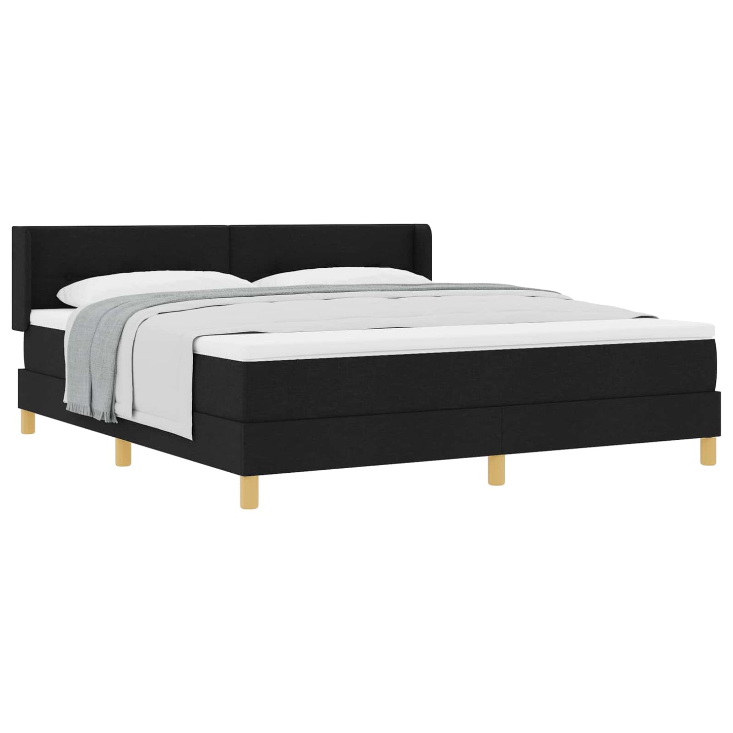 Letto a molle con testiera Nero 200 x 180 cm Tessuto | homemem39