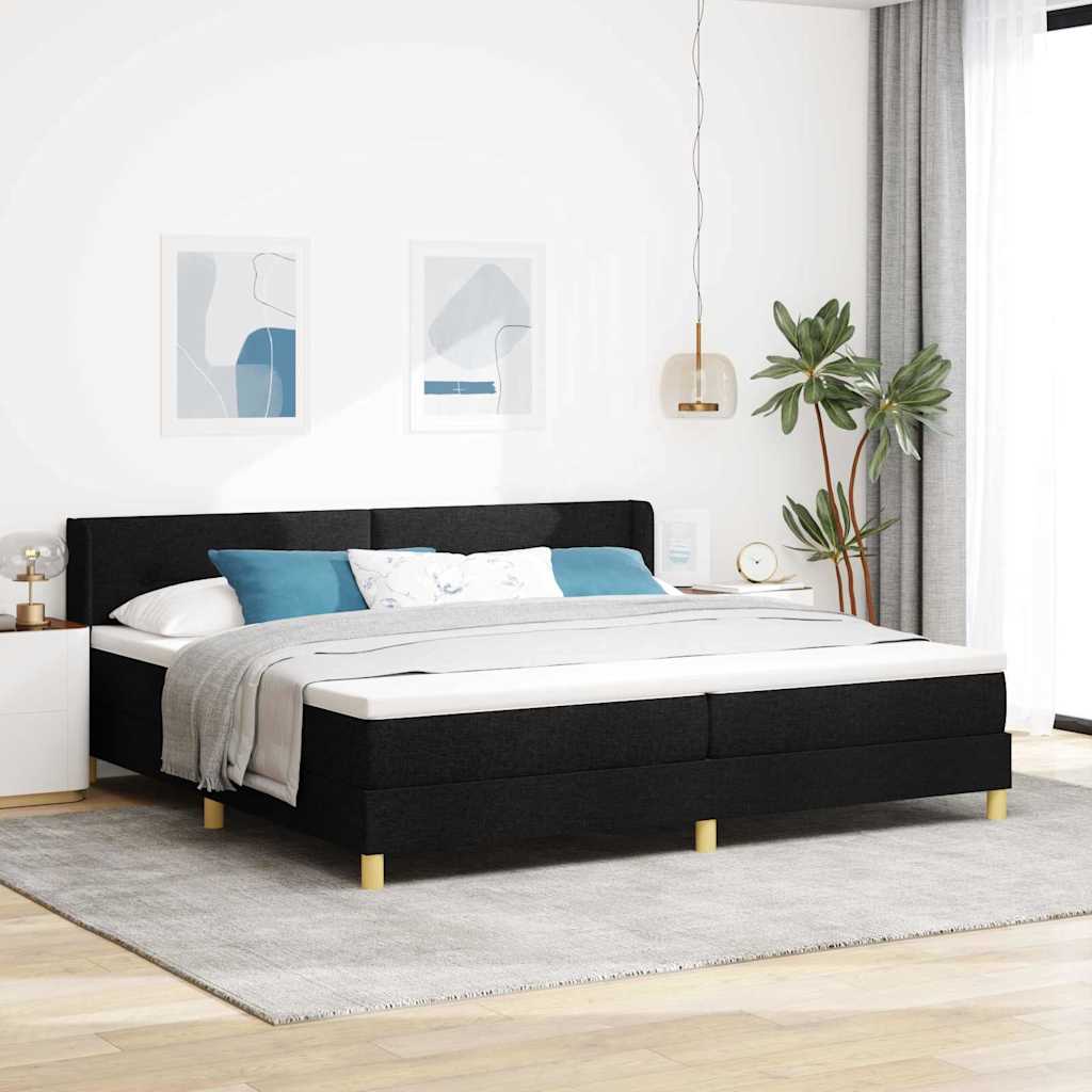 Letto a molle con testiera Nero 200 x 200 cm Tessuto | homemem39