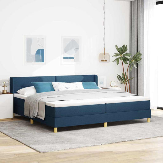 Letto a molle con testiera Blu 200 x 200 cm Tessuto | homemem39