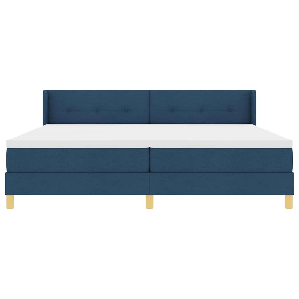 Letto a molle con testiera Blu 200 x 200 cm Tessuto | homemem39