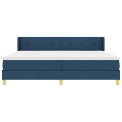 Letto a molle con testiera Blu 200 x 200 cm Tessuto | homemem39