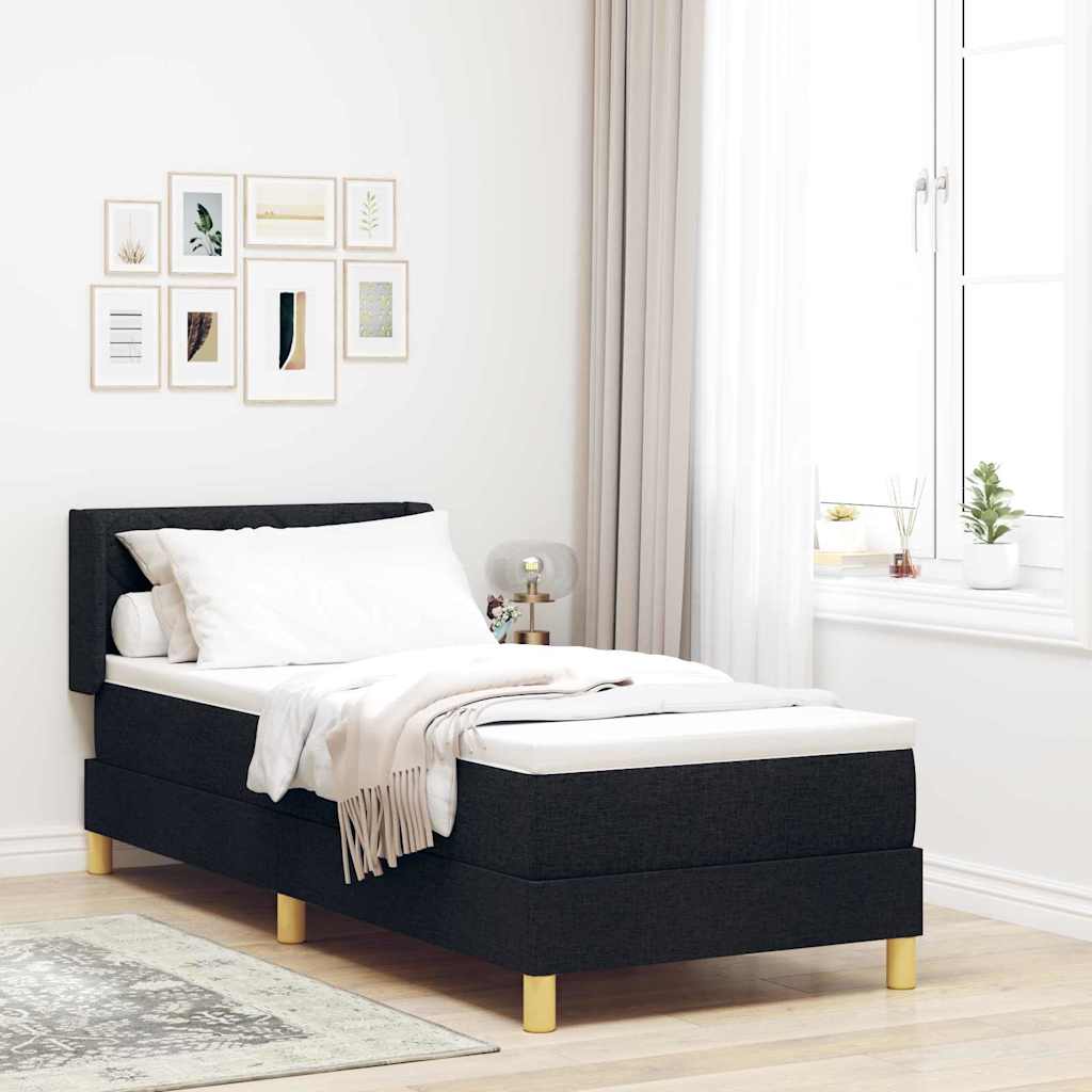 Letto a molle con testiera Nero 200 x 80 cm Tessuto | homemem39