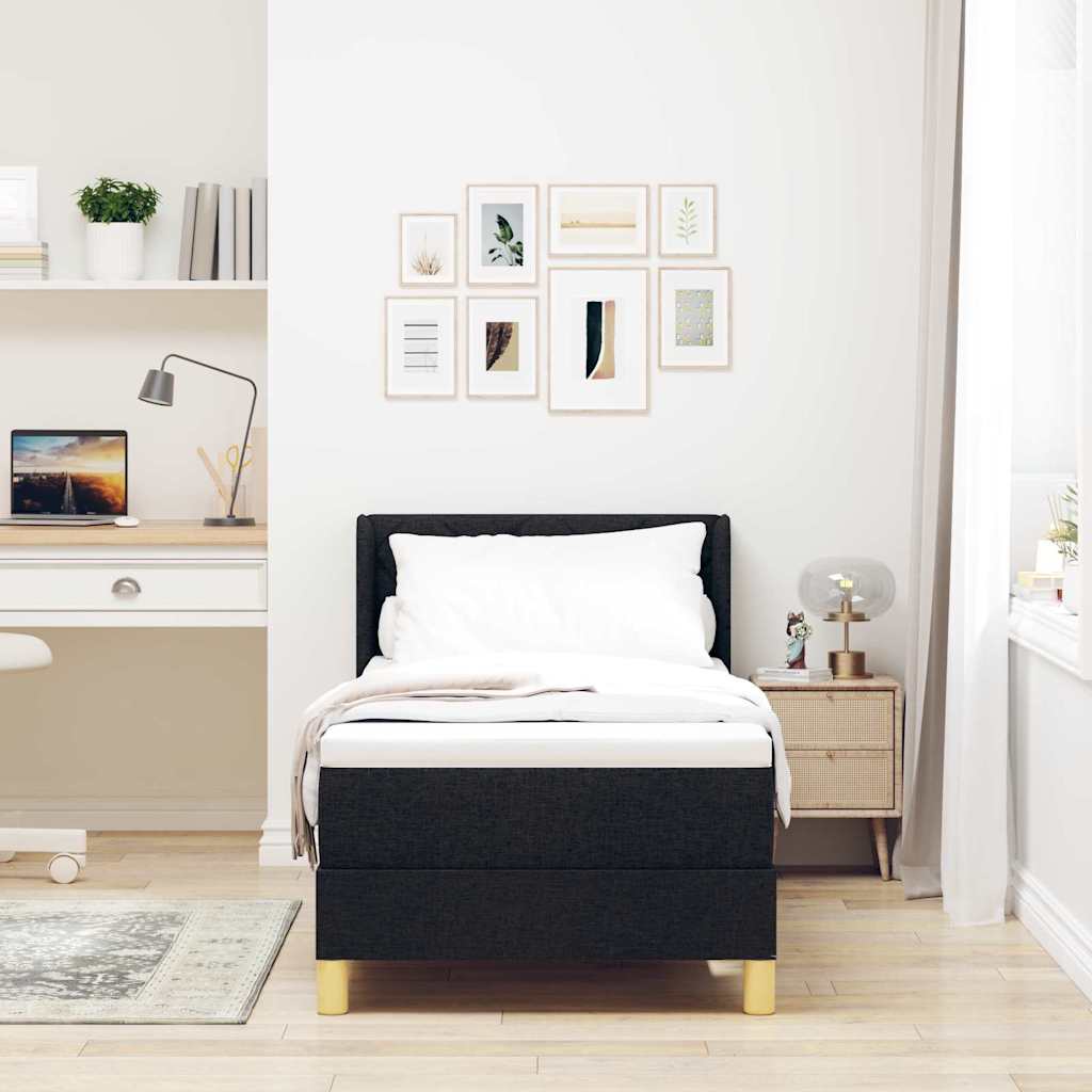 Letto a molle con testiera Nero 200 x 80 cm Tessuto | homemem39