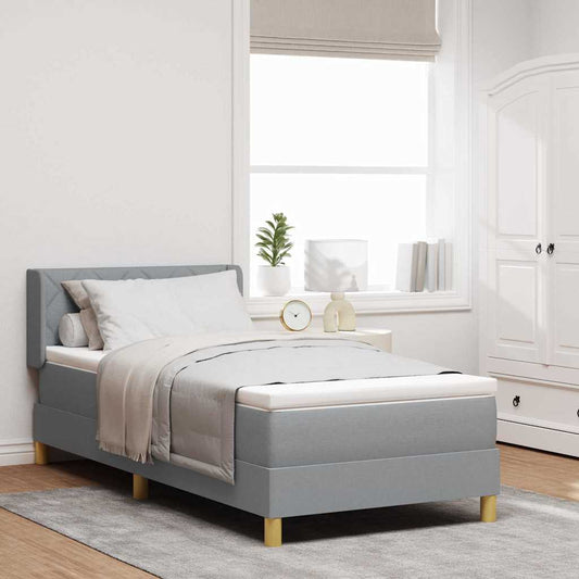 Letto a molle con testiera Grigio chiaro 190 x 90 cm Tessuto | homemem39