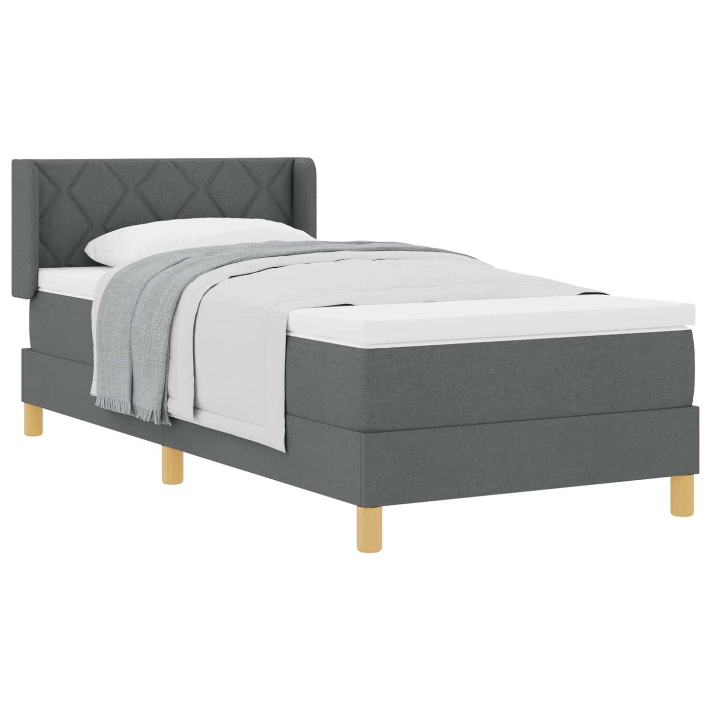 Letto a molle con testiera Grigio scuro 190 x 90 cm Tessuto | homemem39