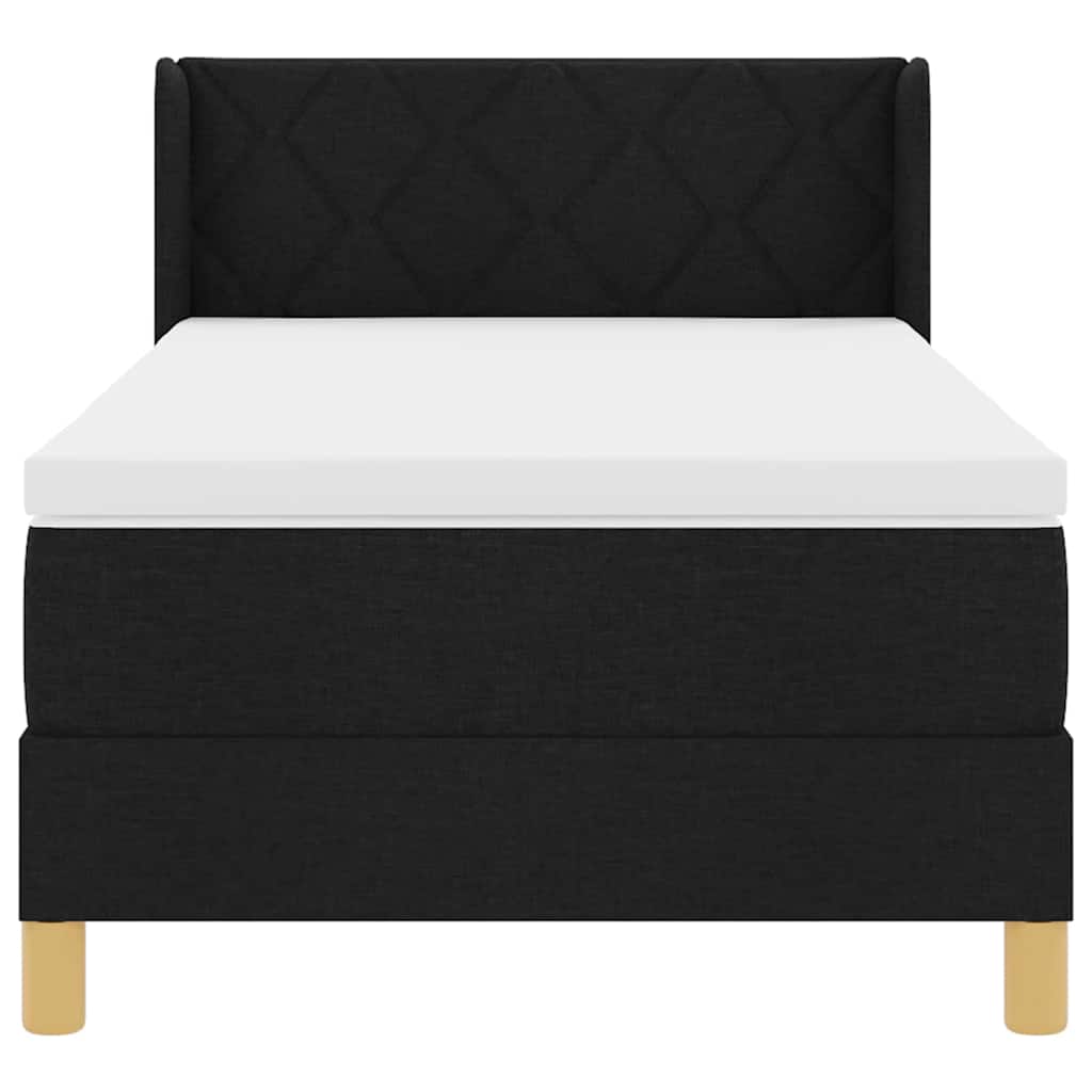 Letto a molle con testiera Nero 190 x 90 cm Tessuto | homemem39