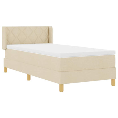 Letto a molle con testiera Crema 190 x 90 cm Tessuto | homemem39