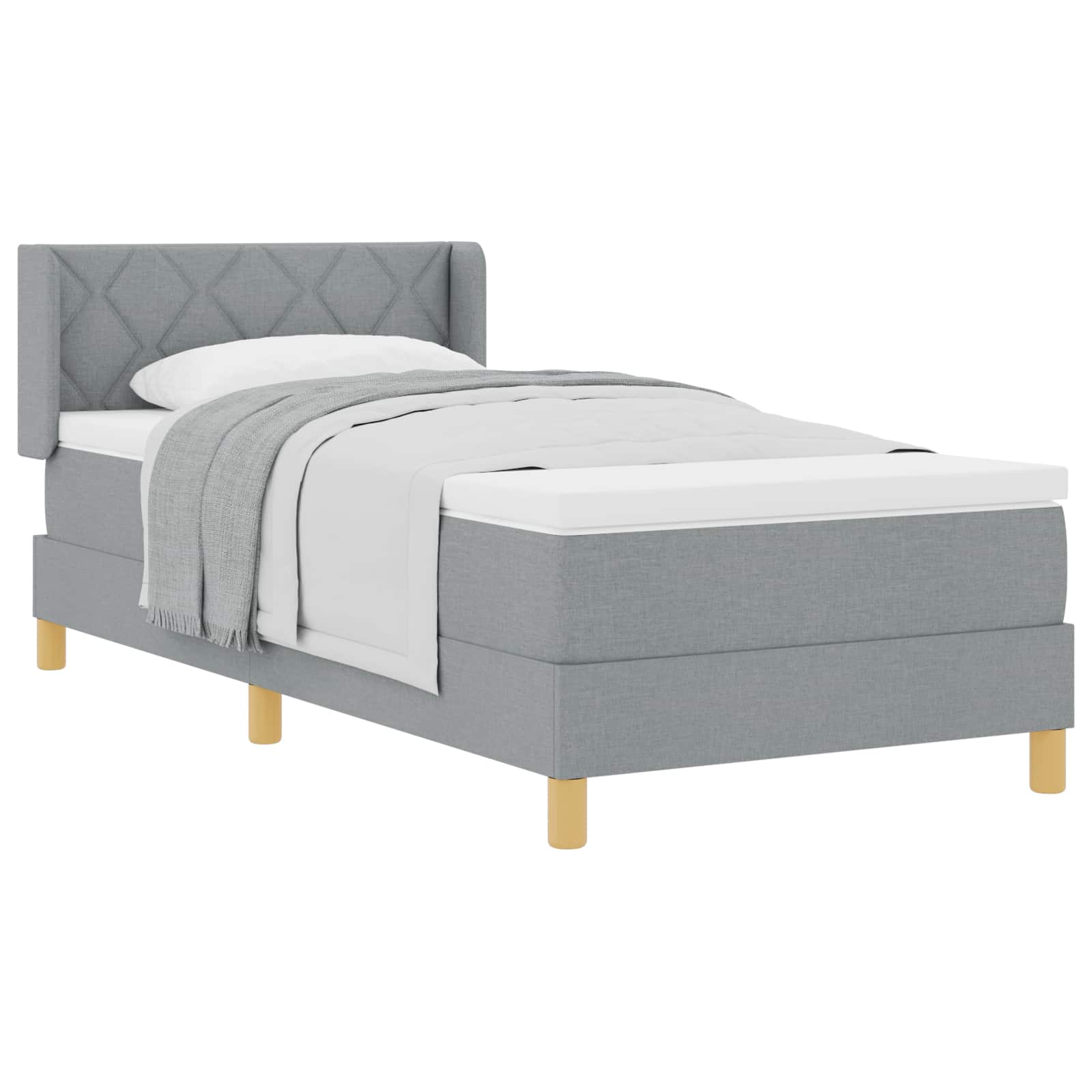 Letto a molle con testiera Grigio chiaro 200 x 90 cm Tessuto | homemem39