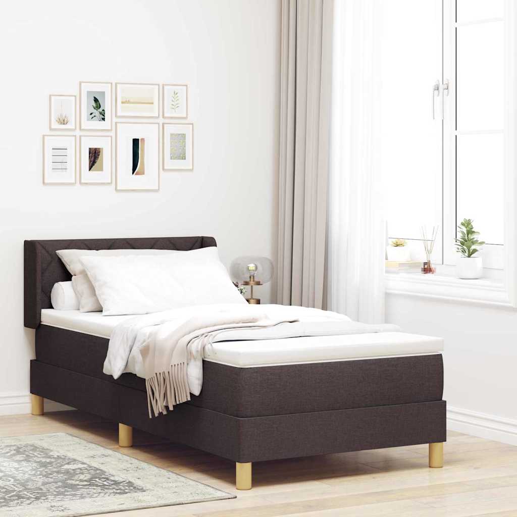Letto a molle con testiera Marrone Scuro 200 x 100 cm Tessuto | homemem39