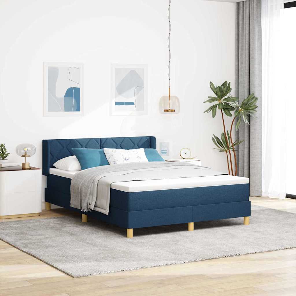 Letto a molle con cuscino con testiera Blu 200 x 140 cm Tessuto | homemem39