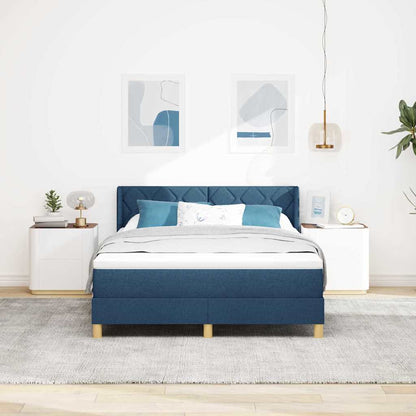 Letto a molle con cuscino con testiera Blu 200 x 140 cm Tessuto | homemem39