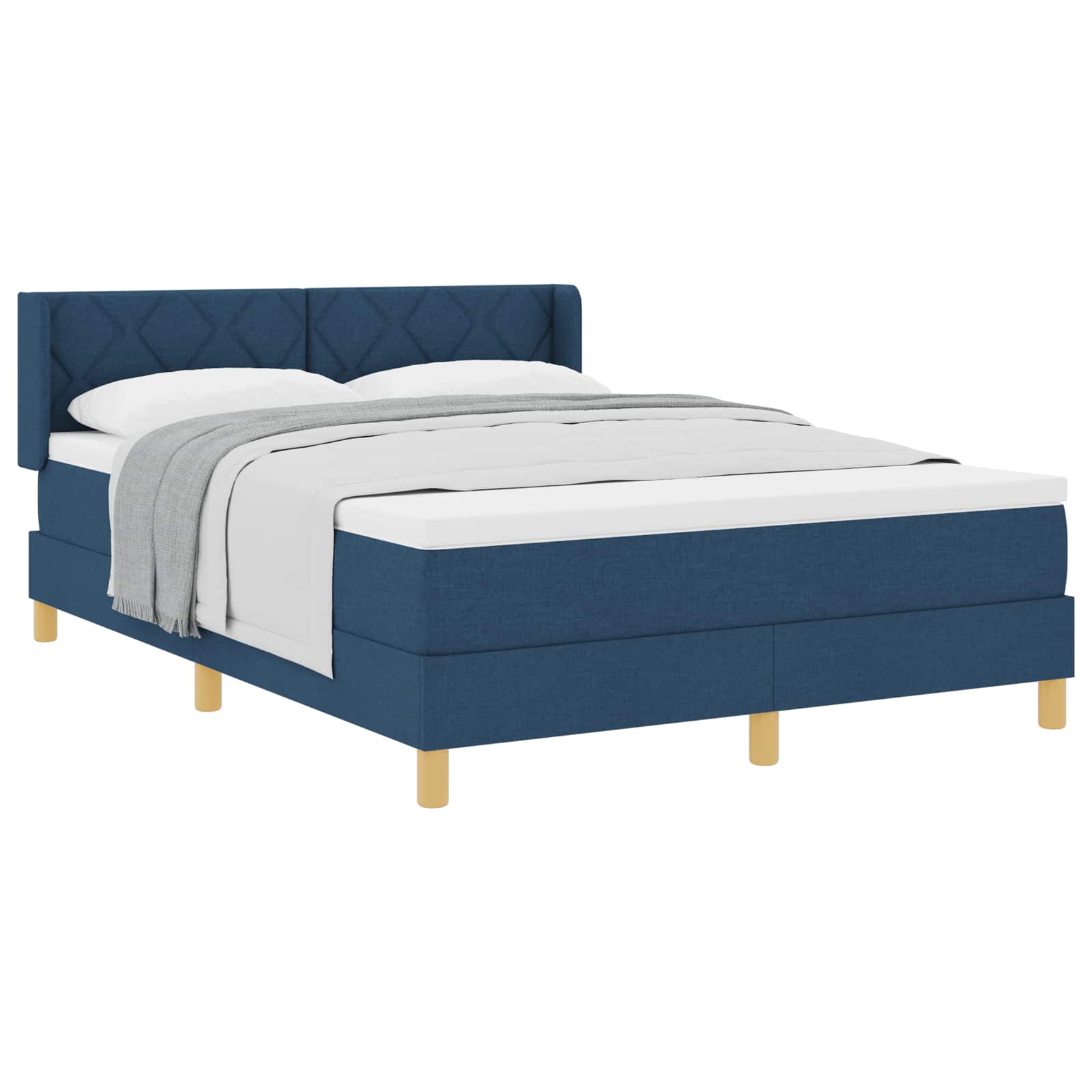 Letto a molle con cuscino con testiera Blu 200 x 140 cm Tessuto | homemem39