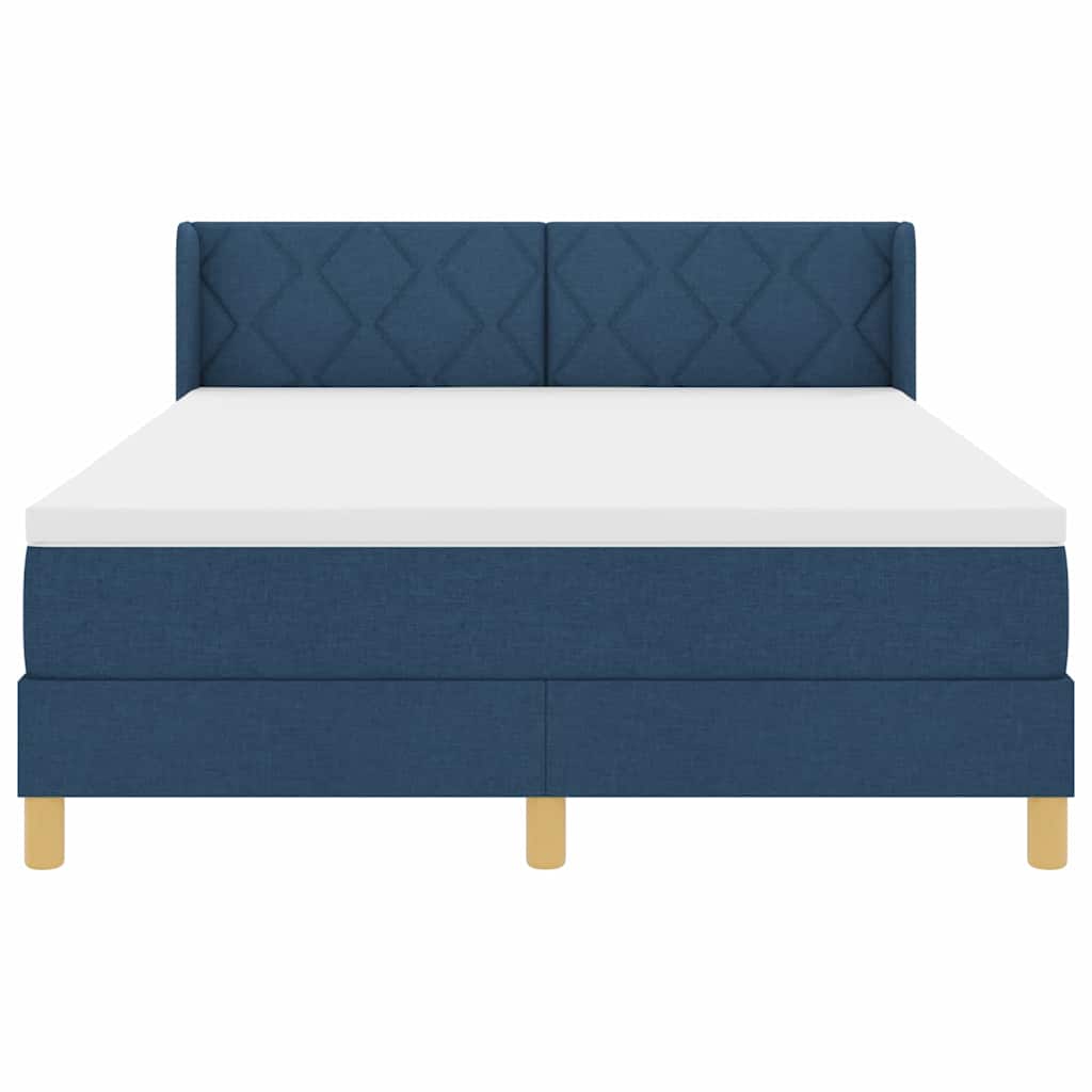 Letto a molle con cuscino con testiera Blu 200 x 140 cm Tessuto | homemem39
